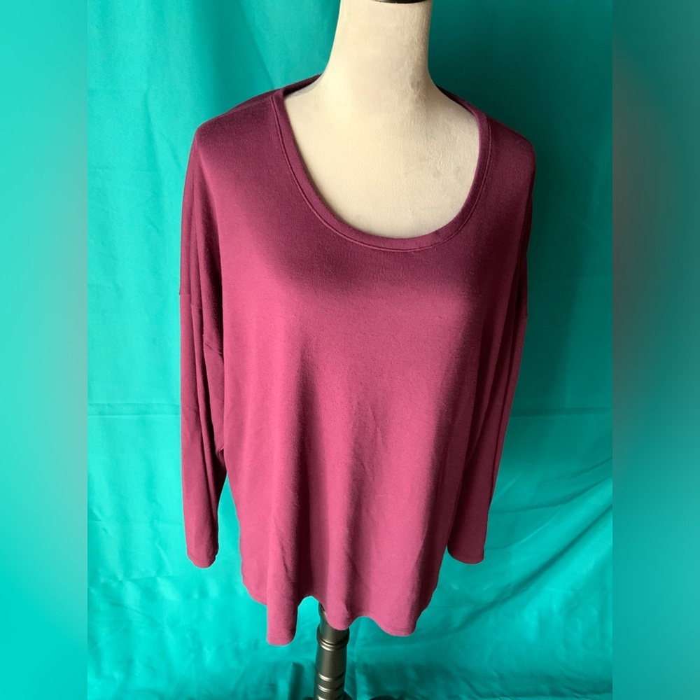 BANANA REPUBLIC, WOMENS’ LONG SLEEVE T-SHIRT, PURPLE, size XXL, EUC